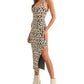 Mable - LEOPARD SWEATER KNIT BODYCON MIDI DRESS