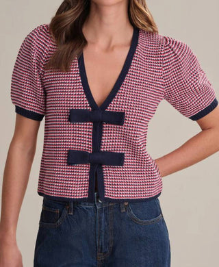 525 America - Elaine Puff Sleeve Tie Front Cardigan