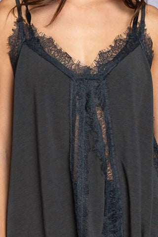 Trendsi - Pol Lace Detail V-neck Camisoles