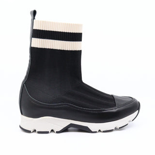 All Black - Women's Stripey Sock Bootie