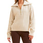 Varley - CAMELLO RELAXED CABLE HALF ZIP SWEATER