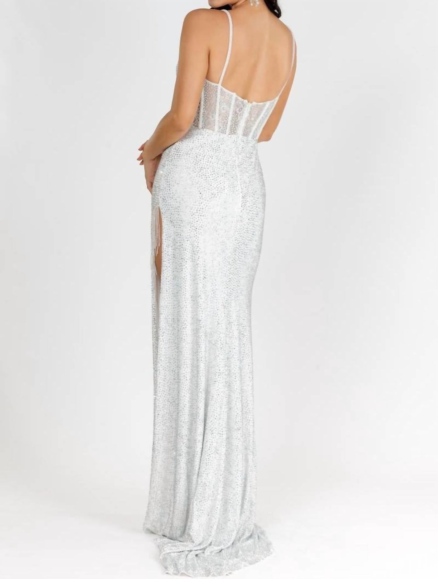 Vienna Prom - Glittering Crystal Stones Corset Long Slit Gown