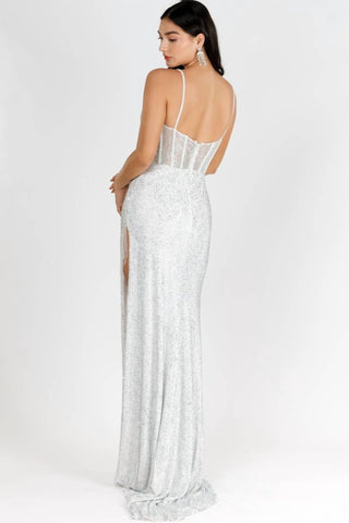 Vienna Prom - Glittering Crystal Stones Corset Long Slit Gown