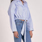 Elan - Striped Tied Front Blouse