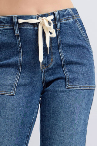 Judy Blue - High Waist Drawstring Wide Leg Jeans
