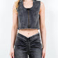 American Bazi - Trendy Cropped Denim Vest With Raw Hem