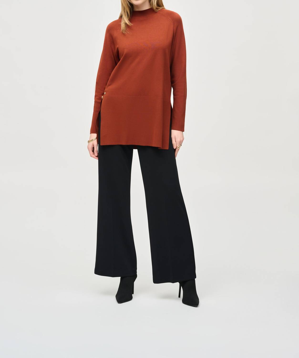 Joseph Ribkoff - Sweater Knit Mock Neck Tunic Top