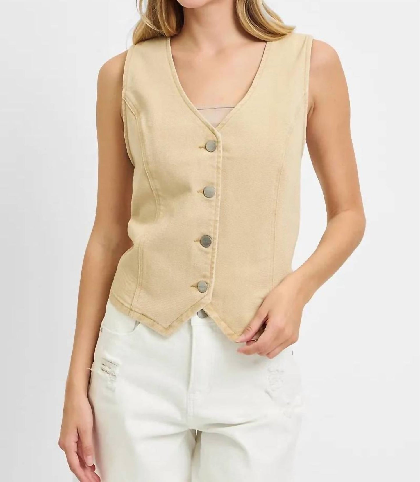 Risen - Full Size V Neck Button Down Vest Plus Size