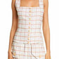 Nicholas - Square Neck Button Front Pinafore Plaid Tank Top
