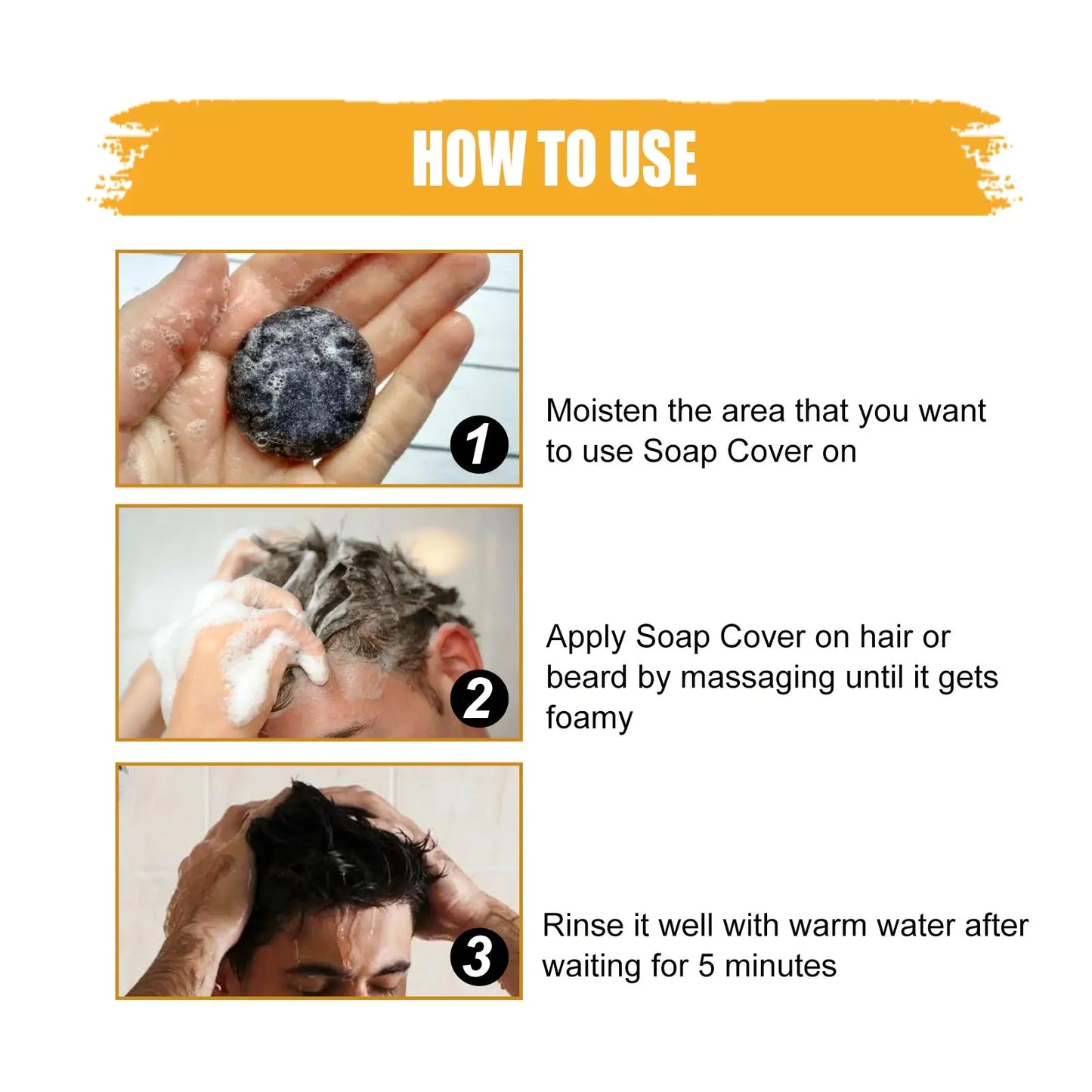 East Moon Men’s Grey Coverage Black Hair Soap Bar