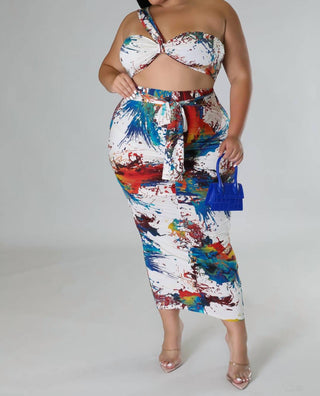 Good Time Usa - Explosive Crop Top And Skirt Two Piece Set