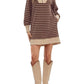 Entro - Misha Stripped Zipper Neckline Sweatshirt Dress
