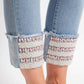 Azi - Rhinestone Crystal Hem Crop Jeans