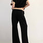 Ee:Some - Contrast Waist Straight Leg Pants