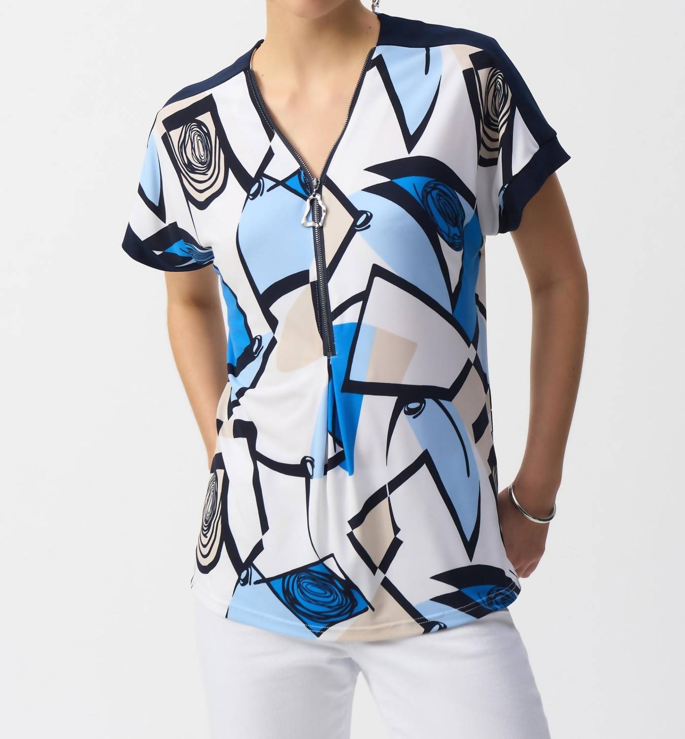 Joseph Ribkoff - Geometric Print Straight Top
