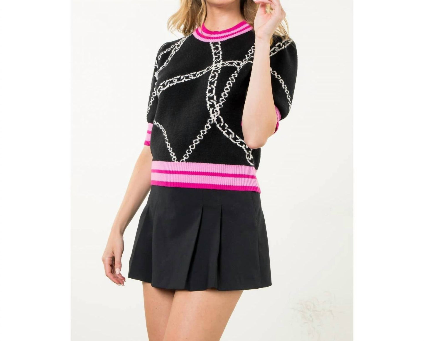 Thml - Tila Print Short Sleeve Sweater