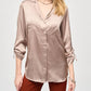 Joseph Ribkoff - Satin Button-down Roll-tab Satin Blouse