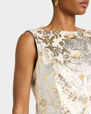 Lafayette 148 - Bateau-neck Metallic Jacquard Vest