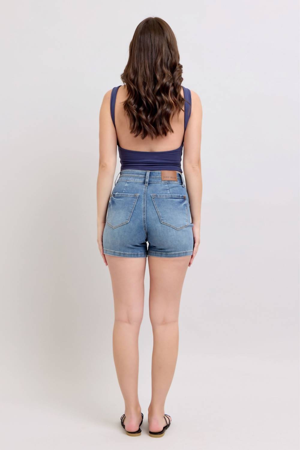 Judy Blue - High Waist Tummy Control Cool Denim Double Waistband Shorts