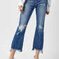 Risen - High Rise Crop Chew Hem Jeans