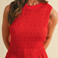 Anniewear - Smocking Detail Ruffle Hem Knit Top