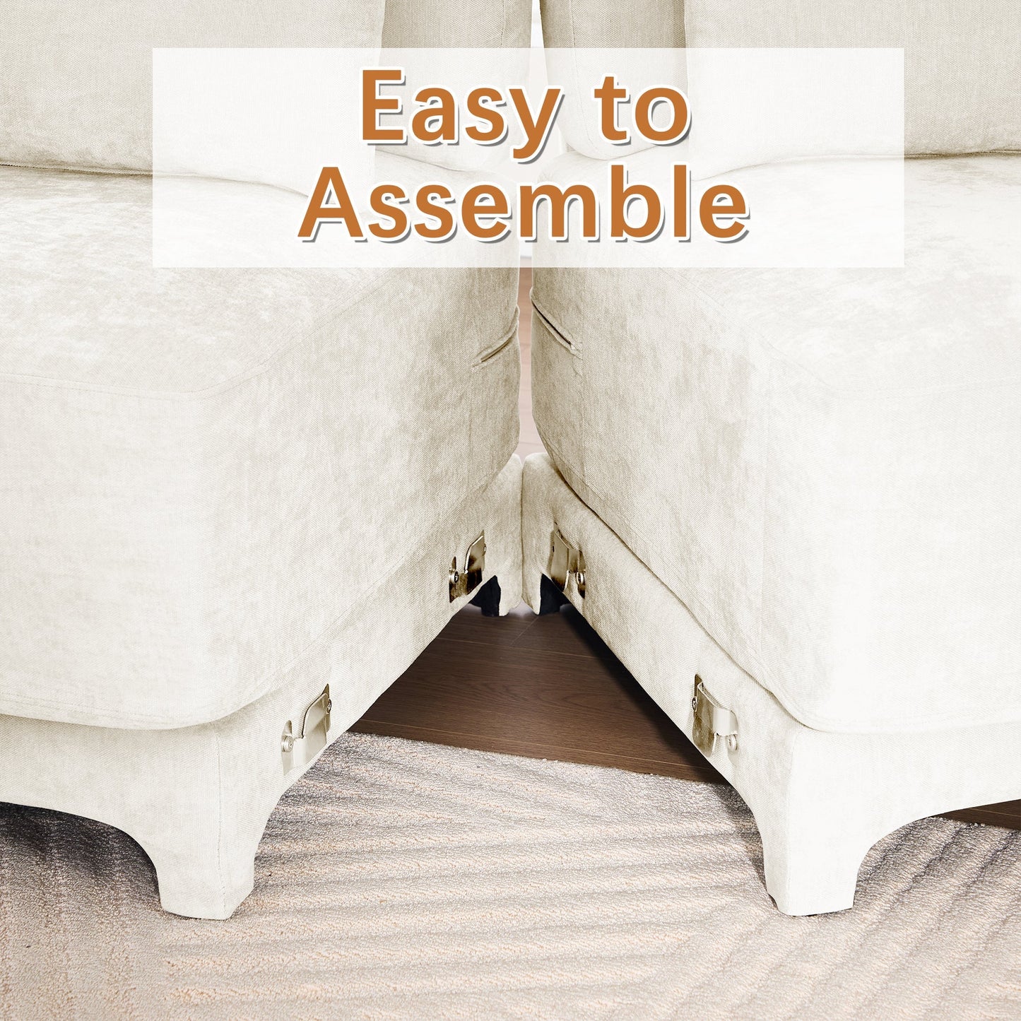 Elegant Four-Seater Sofa with Movable Ottoman and Lumbar Pillow