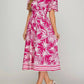 She + Sky - Short Sleeve Woven Tropical Print Midi Dress
