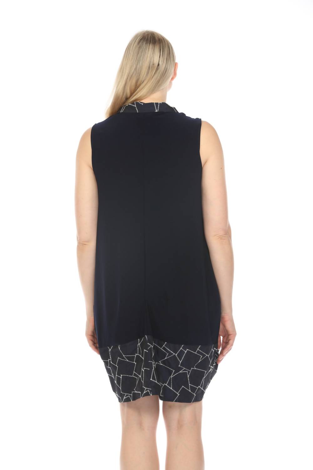 Joseph Ribkoff - Geometric Zip Front Sleeveless Shirt Dress