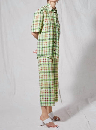 Topshop - Gingham Print High Rise Silk Pants