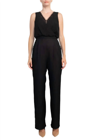 Adrianna Papell - Scalloped V-neck Sleeveless Jumpsuit