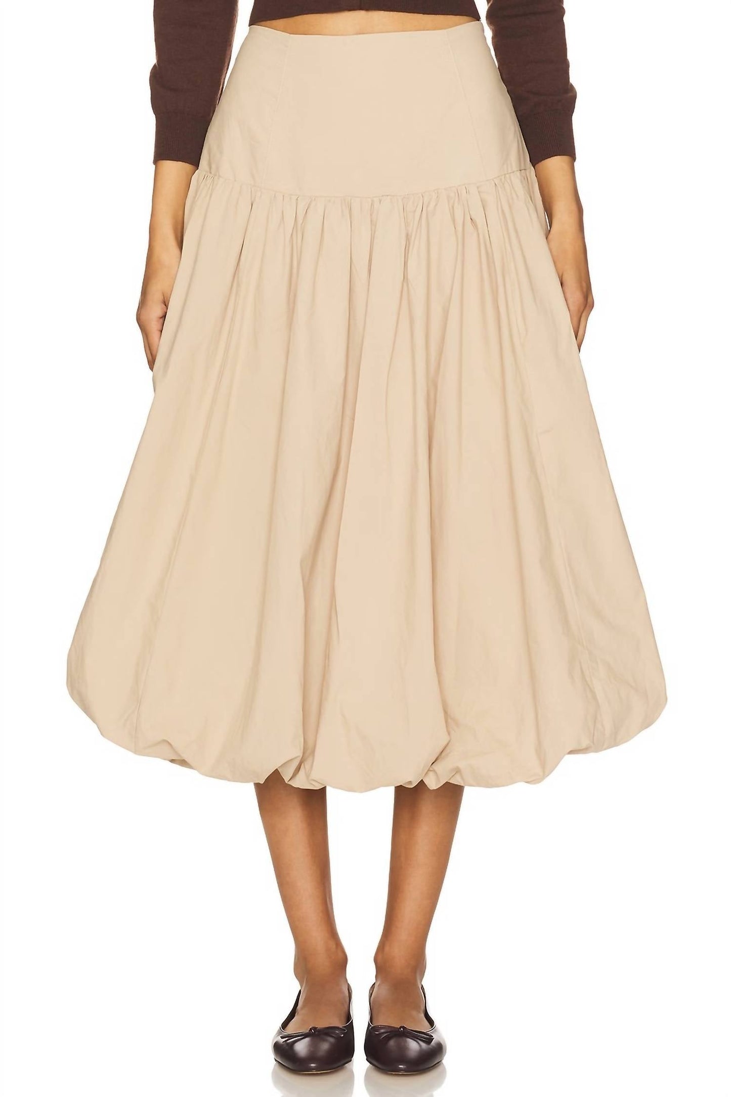 Astr - Kia Drop Waist Bubble Hem Midi Skirt