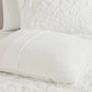 Full/Queen Tufted Cotton Chenille Damask Duvet Cover Set
