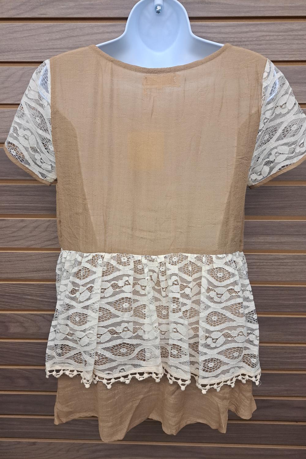 A'Reve - Women's Lace Khaki Short Sleeve