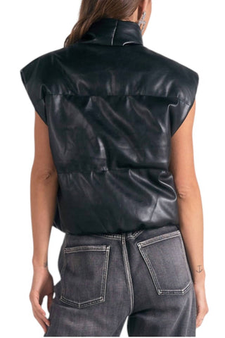 Elan - High Collar FAUX LEATHER Vest