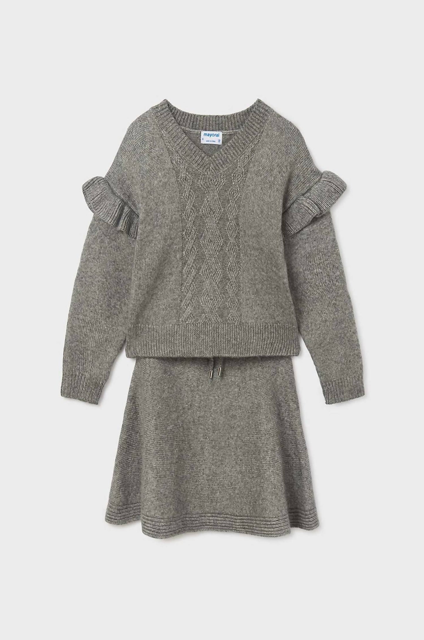Mayoral - Girl's Soft V Neck Sweater And Skirt Set