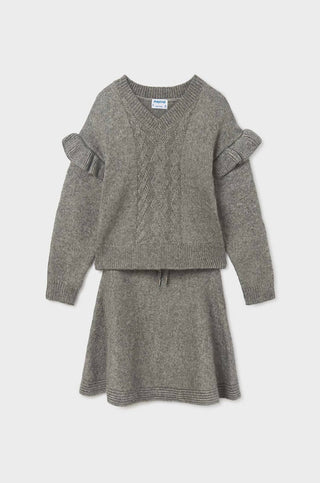 Mayoral - Girl's Soft V Neck Sweater And Skirt Set
