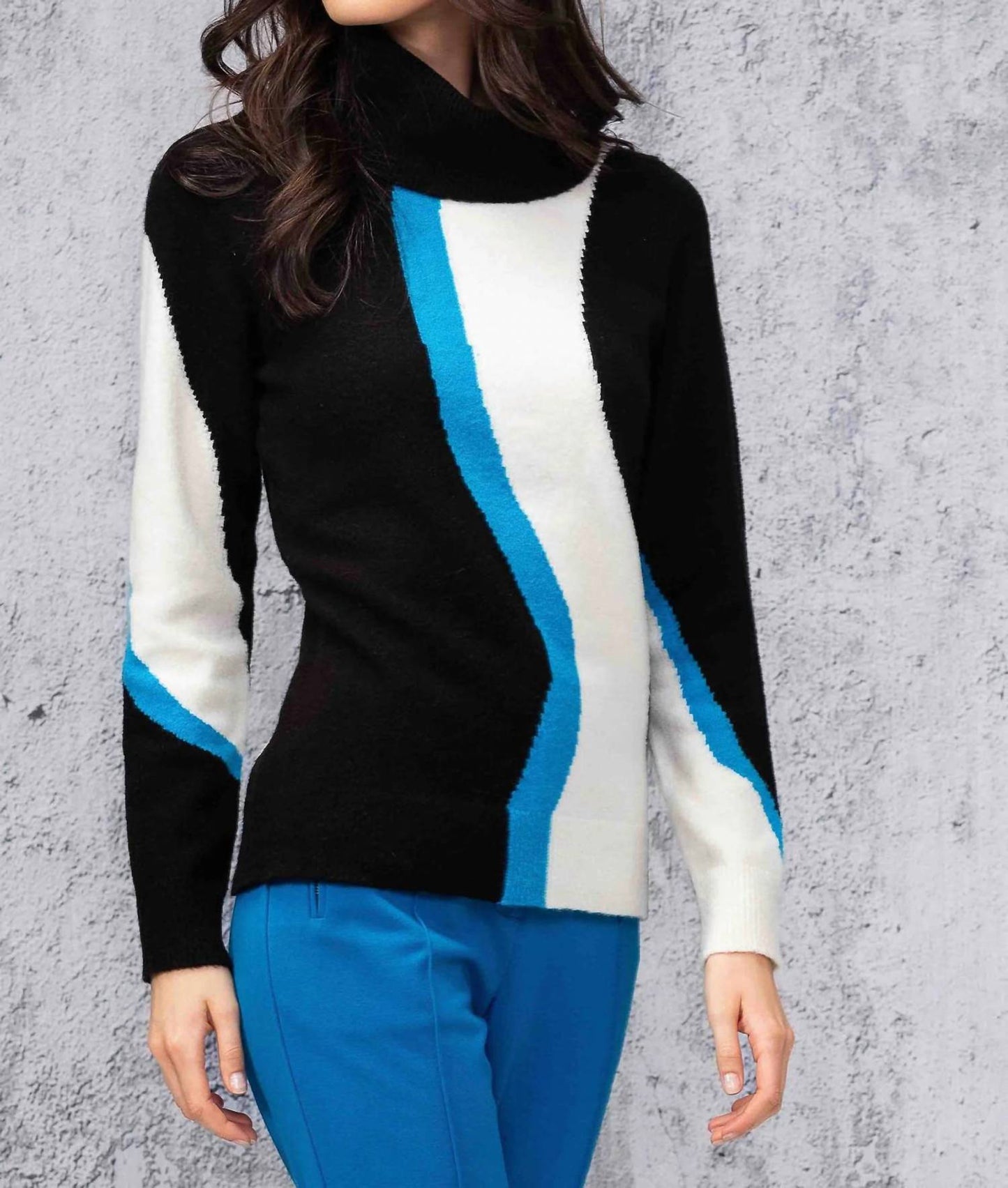 Alison Sheri - Stripe Cowl Neck Sweater
