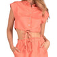 Elan - Sleeveless Cropped Button Up Tie Top