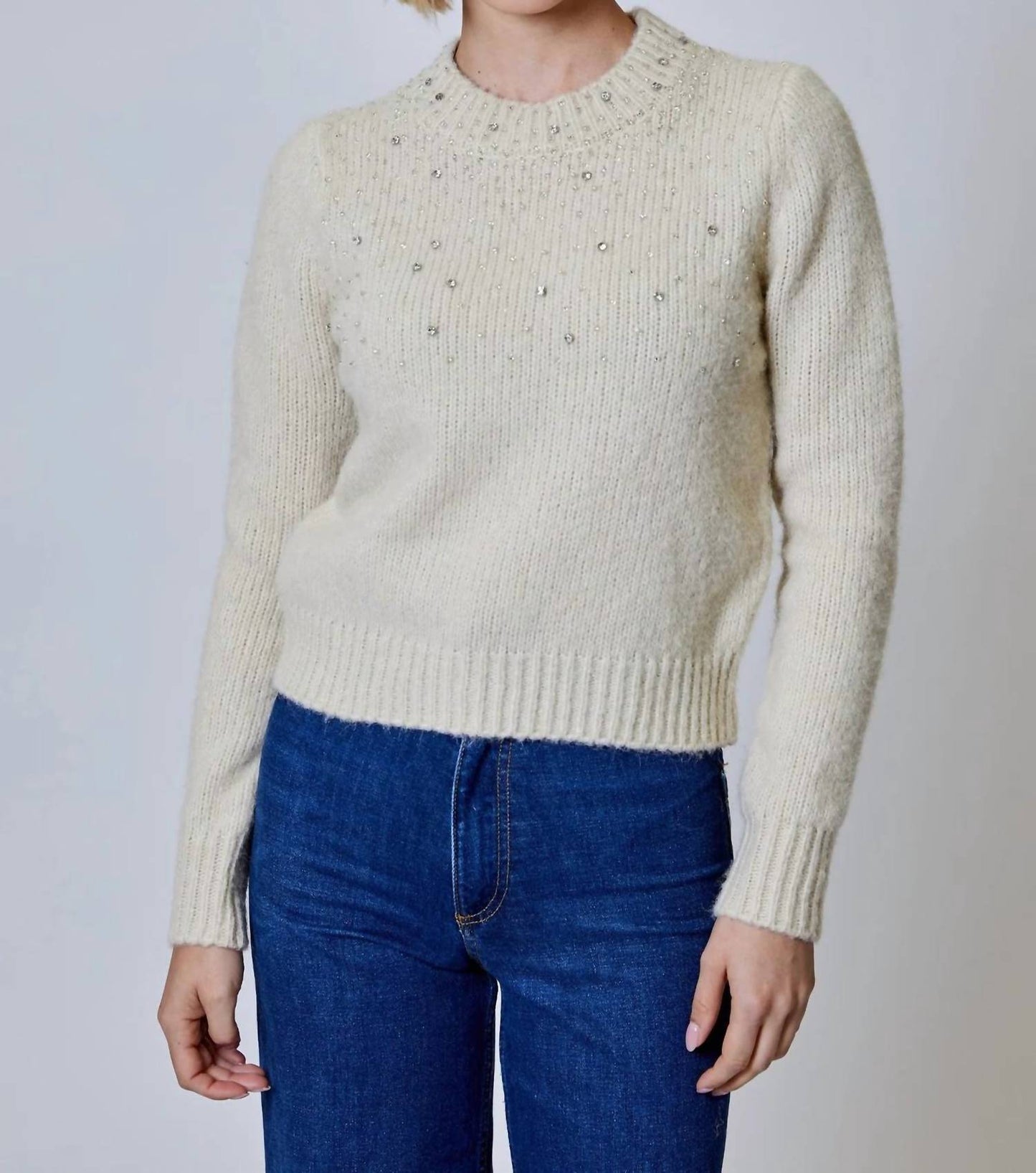 Design History - LONG SLEEVE EMBELLISHED RHINESTONE SWEATER