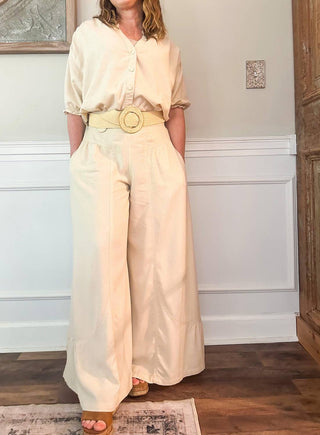 Risen - Short Ruffle Sleeve Button Down Top