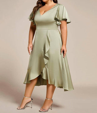 Ever-Pretty - Elegant Satin Midi Dress