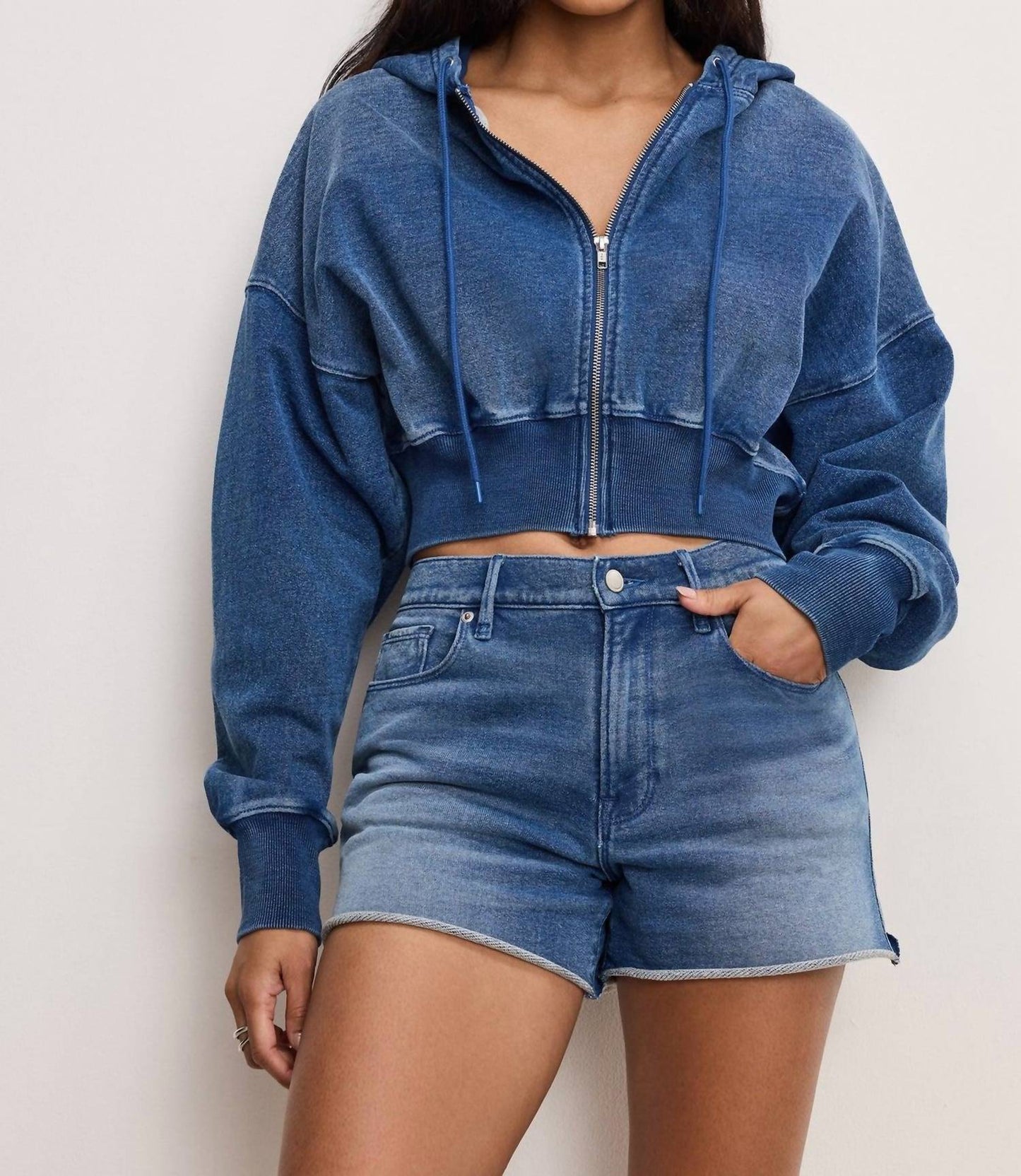 Good American - Jeanius Zip Up Hoodie