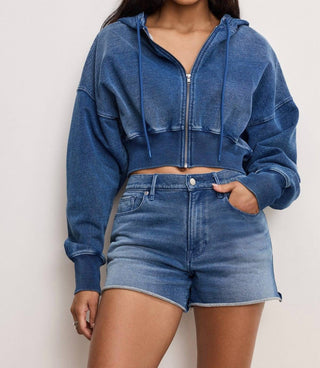 Good American - Jeanius Zip Up Hoodie