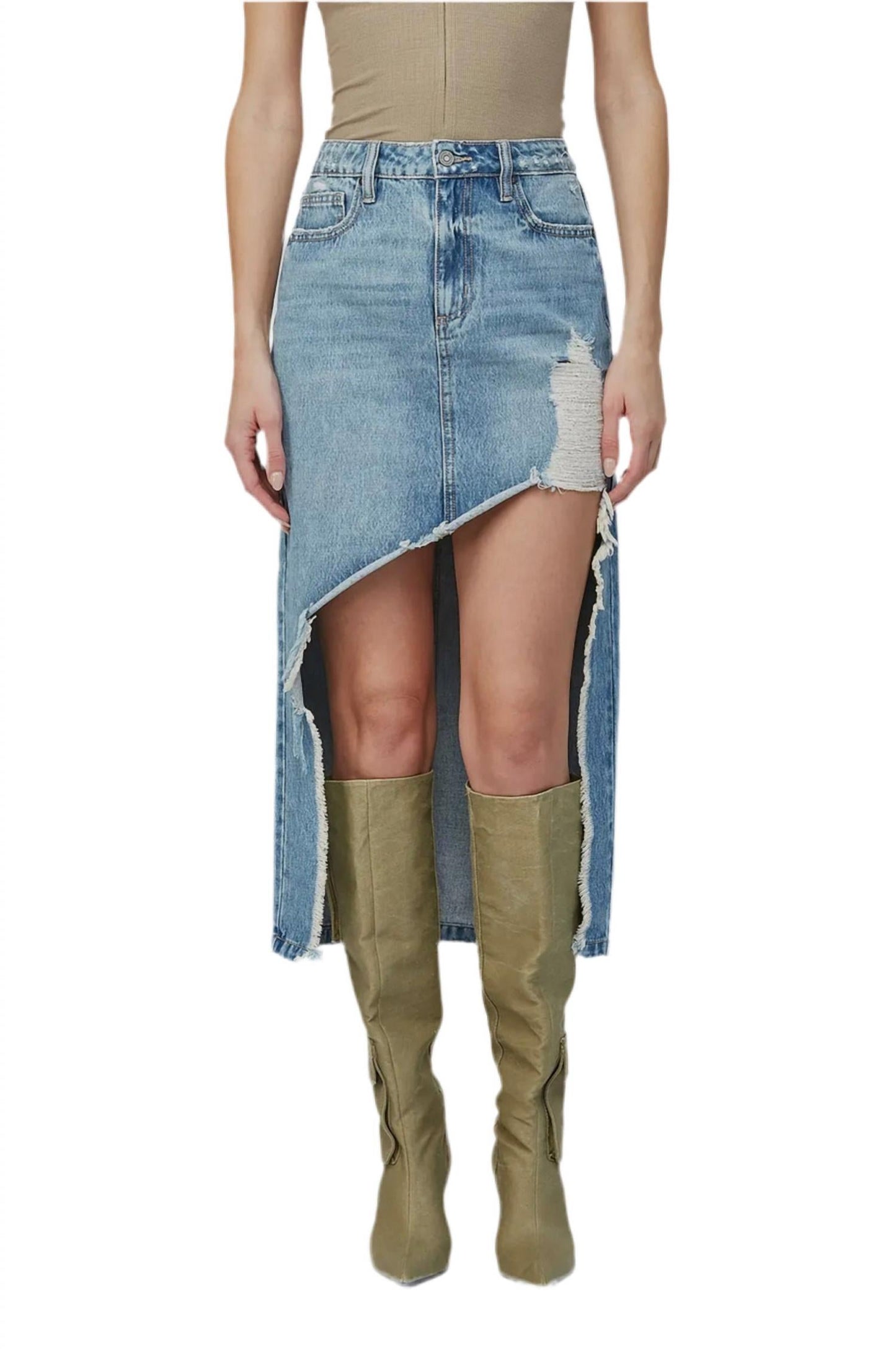 Hidden - Jagger Distressed Maxi Skirt