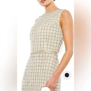 Mac Duggal - Sleeveless High Neck Beaded Mini Sheath Dress