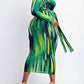 The Curve La - Plus Size Long Sleeve Midi Dress With Self-tie Belt