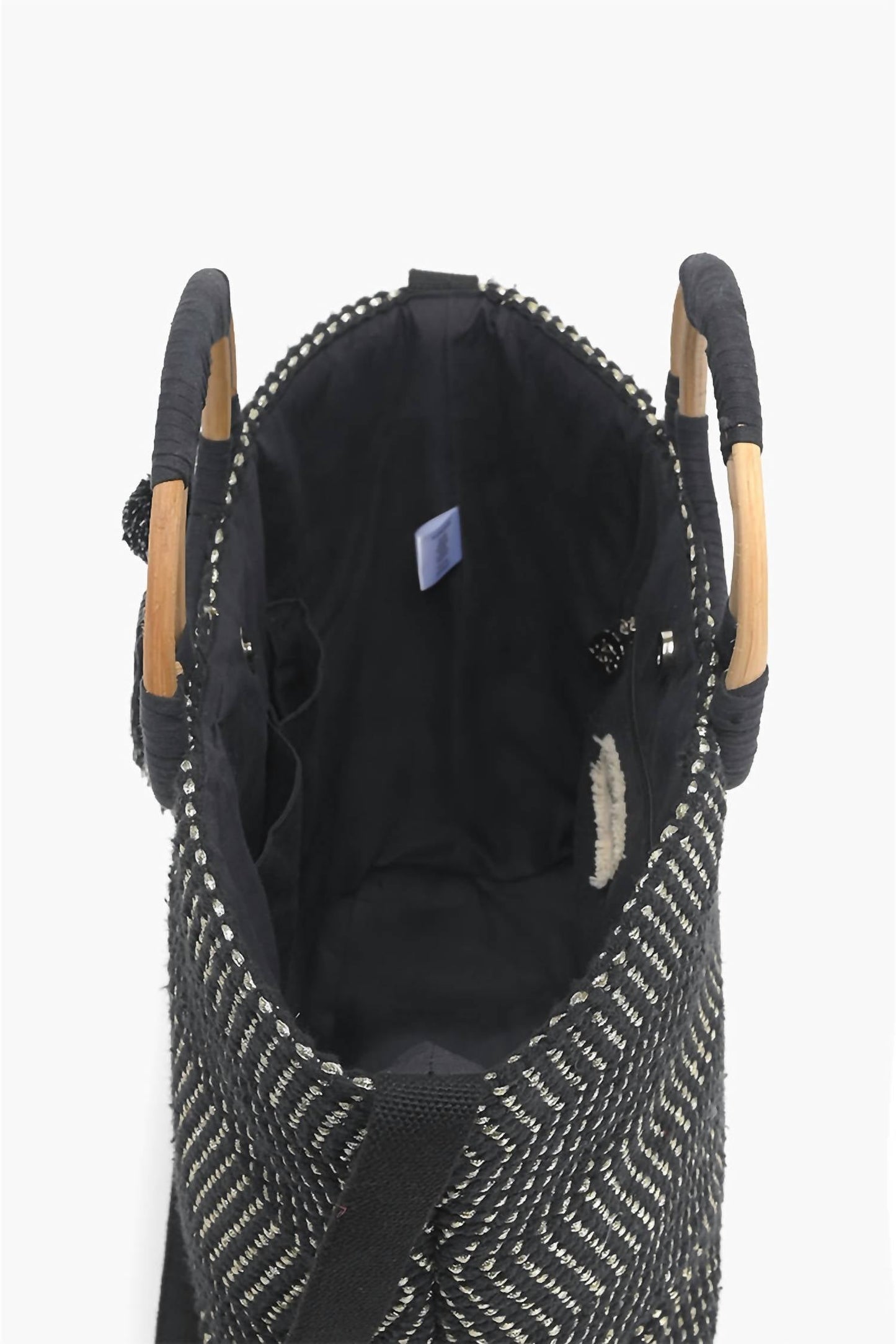 America & Beyond - Women's Lurex Wicker Handle Tote Bag