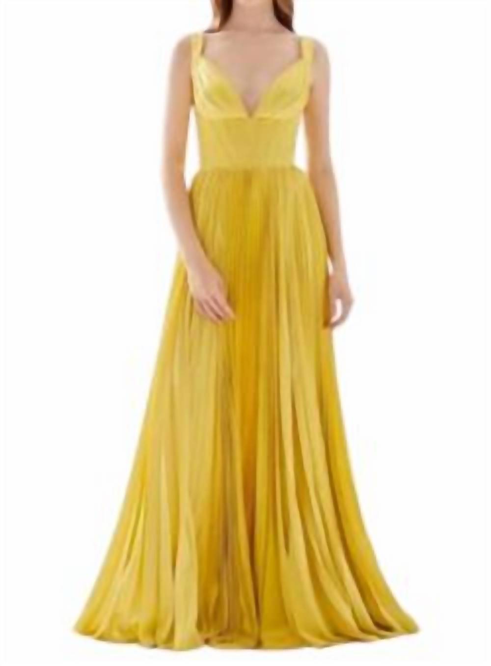 Tarik Ediz - Corset top with pleaded gown