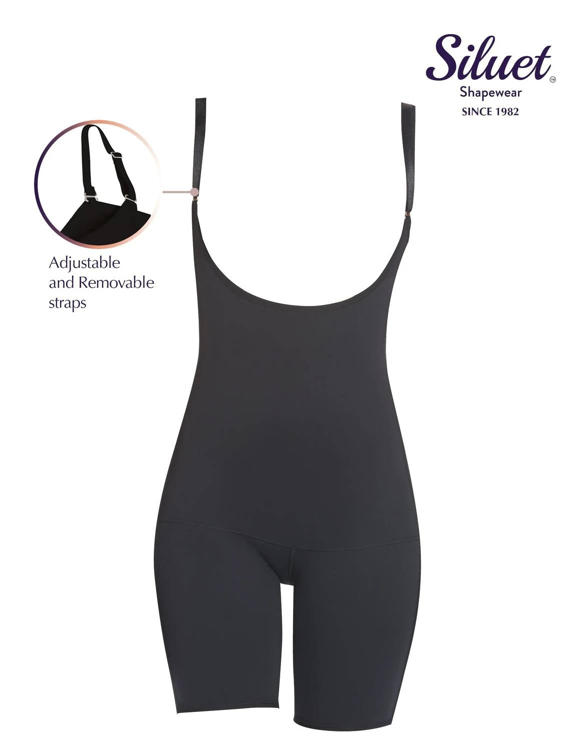 Siluets - Mid-thigh Full Body Shaper For Women – Adjustable Straps And Firm Compression