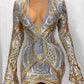 Gaje - Sleek Sequin Long Sleeve Bodycon Mini Dress